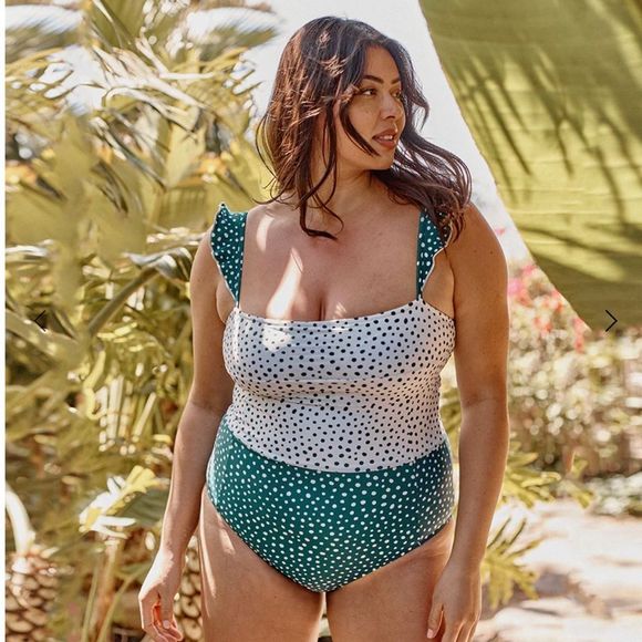 Summersalt Polka Dot One Piece Swimsuit - Green and White - Picture 1 of 10
